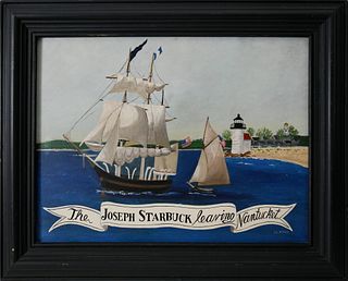 J.L. Di Scala Oil on Canvas, "The Joseph Starbuck Leaving Nantucket"