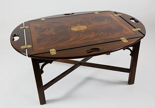 Inlaid Mahogany Butler's Tray Top Table, Contemporary