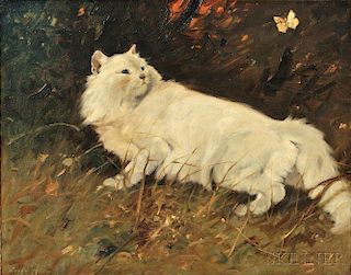 Arthur Heyer (German, 1872-1931)      Cat and Butterfly