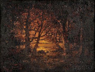 Ralph Blakelock (American, 1847-1919)      Landscape with Moose
