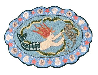 Claire Murray Oval Hooked Rug "Sea Nymph"