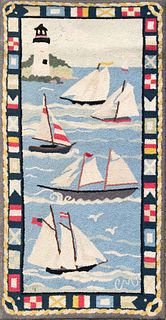 Claire Murray "Lighthouse and Sailboats" Hooked Rug