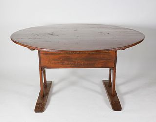 18th Century New England Pine Shoe Foot Hutch Table