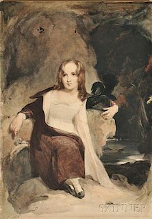 Thomas Sully (American, 1783-1872)      Young Girl Seated in a Rocky Landscape