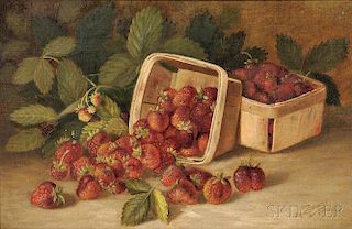 John Clinton Spencer (American, 1861-1919)      Still Life with Baskets of Strawberries