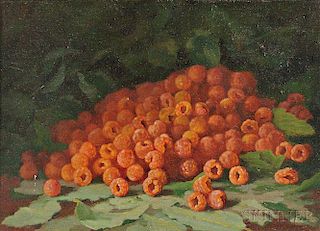 Jonas Joseph LaValley (American, 1858-1930)      Still Life with Raspberries