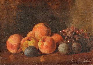 Benjamin Champney (American, 1817-1907)      Still Life with Peaches, Grapes, and Plums