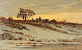 John Joseph Enneking (American, 1841-1916)      Winter Scene at Dusk