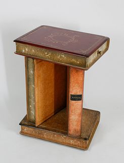 Faux Leather-Bound Book Stack Table