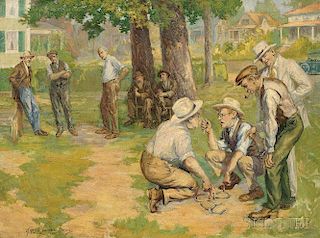 Alfred James Dewey (American, 1874-1958)      A Dispute Over Horseshoes