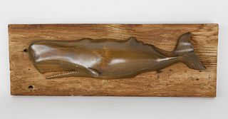 William J. Dickson Vintage Carved Wood Sperm Whale Plaque