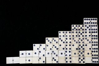 Complete Set of French Exhibition Bone and Ebony Dominoes, 19th c.