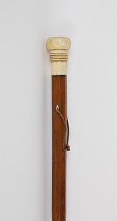 Antique Sailor Made Whale Ivory and Wood Walking Stick