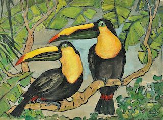 Jane Peterson (American, 1876-1965)      Twin Macaws