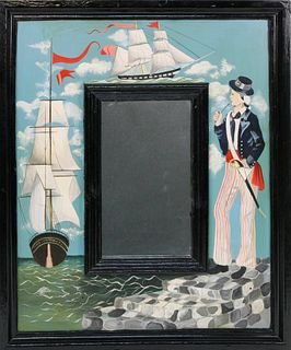 Vintage Hand Painted Nautical Decorated Mirror