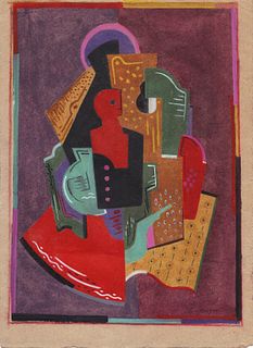 Albert Gleizes, Cubist Abstract Figure, Gouache on paper 