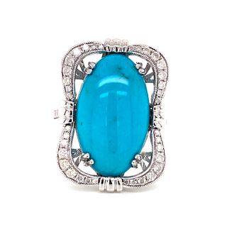 14K Turquoise & Diamond Ring