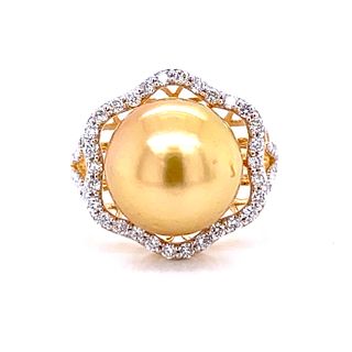 18K South Sea & Pearl Diamond Ring