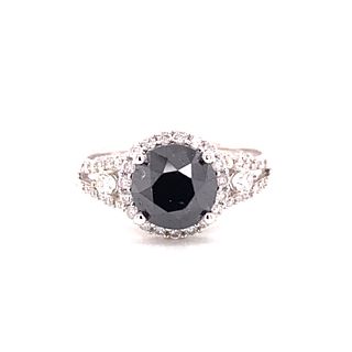 14K Black & White Diamond Ring