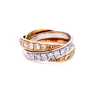 18K Three Color Gold And Diamond Ring
