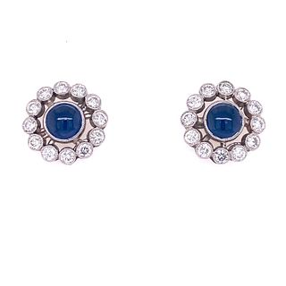 Platinum 18K Diamond Sapphire Earrings
