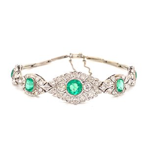 1920Õ 18K Emerald Diamond BraceletÊ