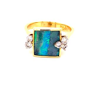 18K Diamond Opal Ring