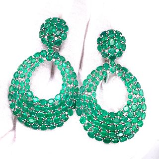 18K Emerald Diamond Big EarringsÊ