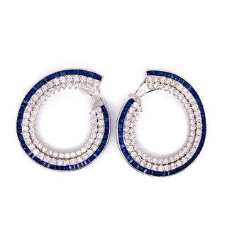 18K Sapphire Diamond Earrings