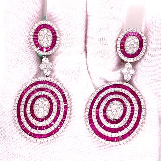 18K Ruby Diamond Earrings