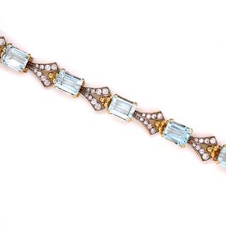 18K Diamond Aqua BraceletÊ