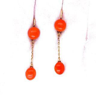Victorian 14K Coral Earrings