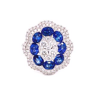 18K Sapphire Diamond Contemporary Ring