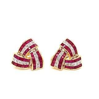 18K Diamond Ruby Earrings