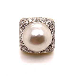 18K 1970Õ Diamond Mabel Pearl Ring