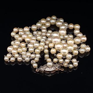 Platinum Pearl Long Necklace