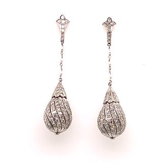 Platinum Diamond Pave Drop Earrings