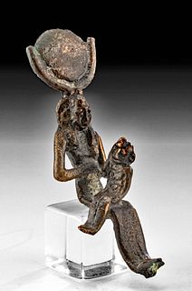 Egyptian Leaded Bronze Seated Isis with Horus
