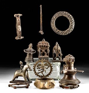 12 Antique Indian Brass Assortment Statues & Bangles