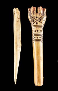 Lot of 2 Nazca / Huari Bone Tools