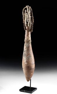 20th C. Papua New Guinea Gourd Vessel w/ Bone Rod