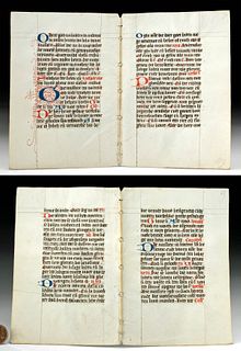 15th C. Flemish Vellum Manuscript Folio - 2 Pages
