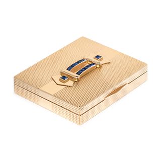 YELLOW GOLD AND SAPPHIRE COMPACT