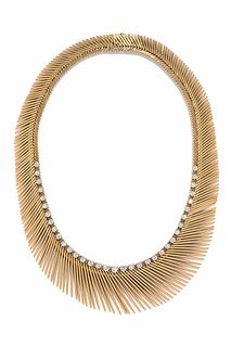 VAN CLEEF & ARPELS, YELLOW GOLD AND DIAMOND 'CHEVEUX D'ANGE' NECKLACE