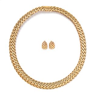 TIFFANY & CO., YELLOW GOLD 'VANNERIE' SET