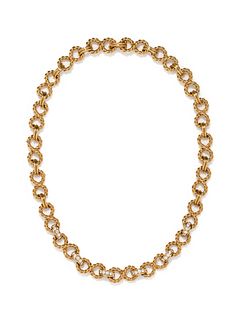 TIFFANY & CO., YELLOW GOLD AND DIAMOND 'INFINITY' NECKLACE