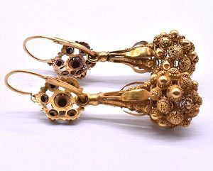 Circa 1820 Floral Engraved Cannetille Earrings - Courtesy The Spare Room