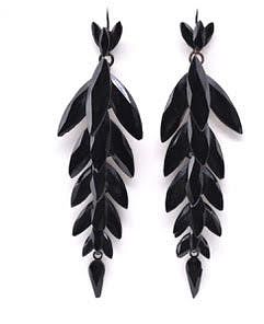 Circa 1860 French Jet Leaf Form Earrings - Courtesy The Spare Room