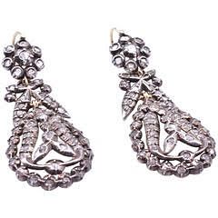 Circa 1820 Oval Drop French Pendaloque Cut Diamond Earrings - Courtesy The Spare Room