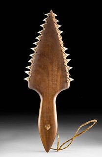 20th C. Hawaiian Wood War Club Shark Teeth Edge